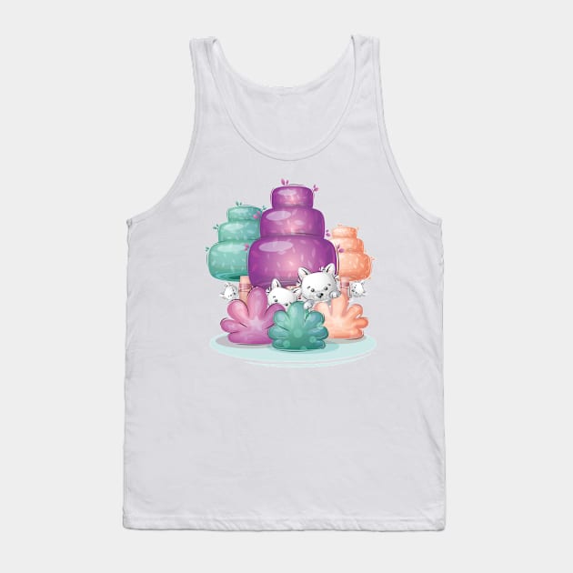 Puppies are Playing Hide and Seek Behind The Trees in The Forest Tank Top by PuppyCharacterDesigns